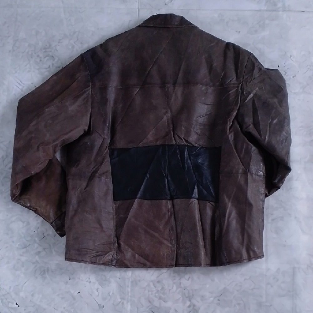Vintage 90s NEVADA Brown Leather Jacket for Men - Picture 12 of 13